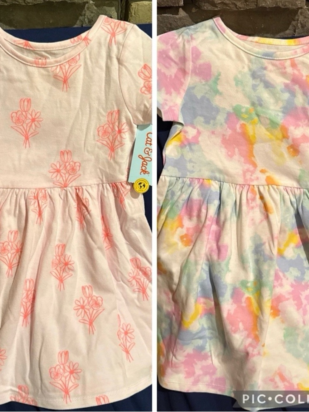 Cat & Jack Girls' Pink Floral & Pastel Tie-Dye Casual Dress Duo